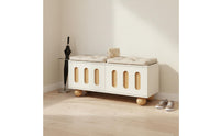 Cream Design Entryway Shoe Changing Stool Multi-Functional Shoe Storage Bench High Load Capacity Upholstered Storage Ottoman Ventilated Design for Small Apartment Dwellers, Hallway, Bedroom