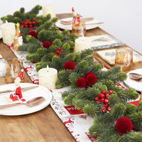 Red Pom Pom Rattan Christmas Wreath for Door or Fireplace