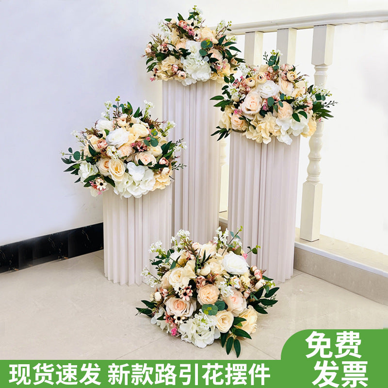 New Wedding Decoration Silk Flower Ball and Pillar Set for Dessert Table and Window Display