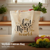 Canvas Tote Bag Family Appreciation Day Gift Reusable Grocery Bag With Inner Pocket Graphic Print Tote for Women, Cat Lovers, Shopping, Groceries