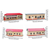 4 Pieces Pre-Printed Station Building Kit Miniature Railway Station Building with Wall Panels Detachable Model Realistic for Modelers