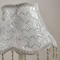 Light Shade with Beaded Trim for Ceiling and Table Lamps, Textile Lampshade for Living Room Decor and Bedroom