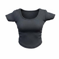 Stretchy Women's Figure T-Shirt Short Sleeve Female Action Figure Shirt Curved Hem Fitted Doll Top Visible Stitching