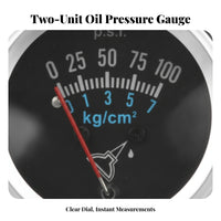 Two-Scale Scale Mechanical Oil Pressure Gauge Silver Bezel Analog Oil Pressure Gauge Red Pointer Auto Parts Brass Fittings