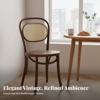 Retro Design Bentwood Cane Chair Solid Wood Construction Wooden Chair with Woven Features Breathable Dining Furniture Ergonomic Curved Back for Cafe Owners, Interior Designers, Homeowners, Restaurant, Kitchen, Living Room, Home Office