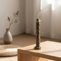 Vertical Scent Vessel Burner Carved Alloy Scent Vessel Burner Cylindrical Decor for Tea Room