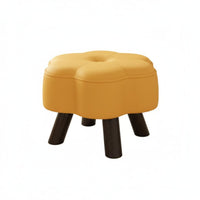 Hardwood Wood Frame Low Padded Footstool Soft pad Upholstered Ottoman Multi-Functional Small Stool Minimalist Design for Children, Homeowners, Office Workers, Living Room, Entryway, Bedroom