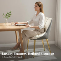 Modern Minimalist Design Upholstered Side Chair with Metal Legs Light Luxury aesthetic Dining Seating Soft Padded Seat Indoor Furniture Ergonomic Backrest for Restaurant Owners, Interior Designers, Kitchen, Living Room, Waiting Area, Office