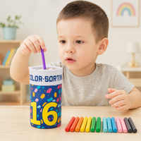 Wooden Shape Sorter, Color Sorter Sorting Cylinder for 4-6 Years, 10×10×16.5cm Multi-Color