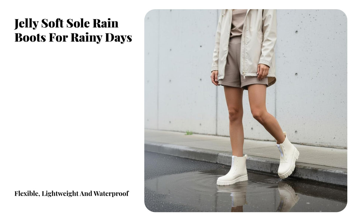 Elevated Rain Boots Non-Slip Sole Waterproof Jelly Boots Fashionable Women's Footwear