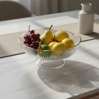 Drainage Design Pedestal Fruit Bowl Modern Design Petal Shaped Snack Dish Detachable Base Hollow Centerpiece Dish Rust-Proof for Office, Living Room, Party