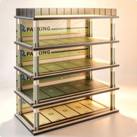 Parking Garage with Dust Cover Multi-Level Car Model Display Case Realistic Model Car Garage for Hobbyists, Shelf, Desk