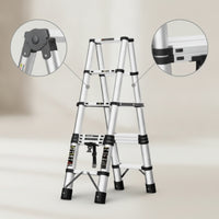 Double-Sided Telescopic Ladder Aluminum Telescopic Ladder with Support Supports for Homeowners, Handymen, Home Repair, Garage, Workshop