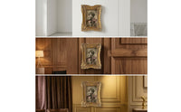 Ornate Carved Picture Frame Antique-Style Resin Photo Frame Gold-Toned Tabletop for Living Room, Bedroom, Entryway