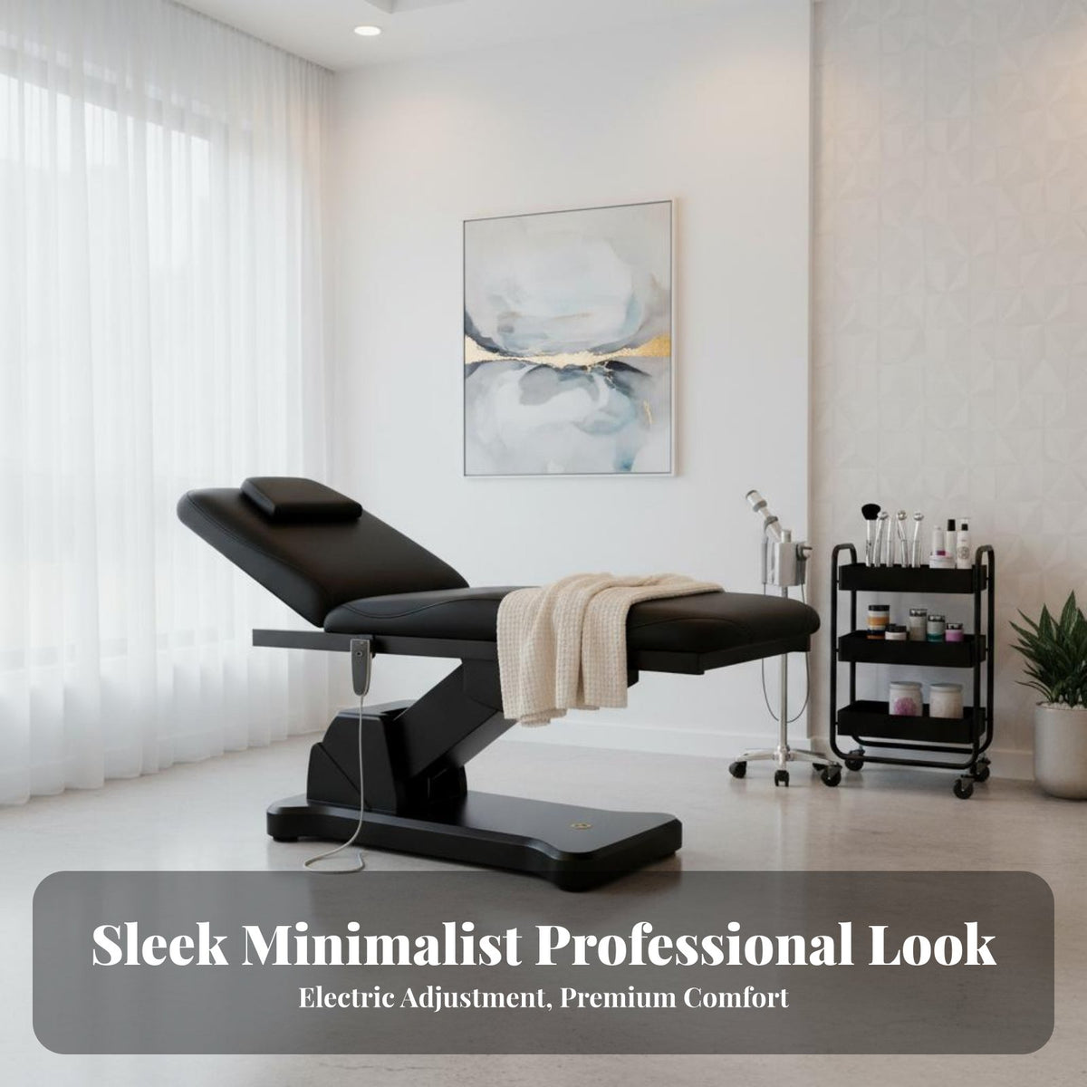Electric Permanent Design Bed Waterproof Versatile Permanent Design Table Firm-Density Foam Electric Salon Bed for Estheticians, Professionals, Spa