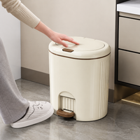 Trash Can, With Lid, Double-Opening Lid, Slim, 12L, Pedal-Operated, Hands-Free, Odor-Proof, Plastic, For Bedroom, Bathroom