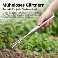 Stainless Steel Hand Rake, Rust-Free Garden Tool for Plants & Flower Beds, Stable Integrated Hand Rake for Soil Cultivation, Polished Silver