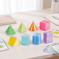 8 Pieces Geometric Shapes with Colored Nets Visual Geometric Solids 3D Shapes Hands-on Manipulatives Classroom for Teachers