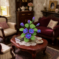 1:12 Dollhouse Miniature Purple Rose Bush for Garden Living Room Decor