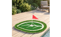 Buoyant Putting Surface with Golf Cup and Flag Leaf-Shaped for Golfers, Pool Owners, Backyard