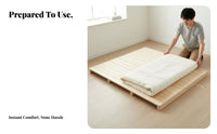 Foldable Mattress Support Folding Design foldable Slatted Bed Base Japanese design Bedroom Furniture for Apartment Dwellers, Minimalists, woven mat Room