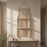 Macrame Wall Hanging Shelf Bohemian Home Decor Decorative for Apartment, Renters