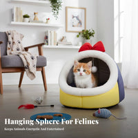 All-Season Use Semi-Enclosed Cat Bed Warm and snug Hooded Pet sanctuary Soft Plush Fabric Non-Slip Bottom for felines, Kittens, Indoor, Indoors, Bedroom, Living Room