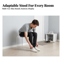Modern Design U-Shaped Acrylic Stool Easy to Pristine & Transparent Waterfall Stool Multi-Purpose Home Furnishing Seamless-Piece Construction for Adults, Homeowners, Interior Decorators, Entryway, Bathroom, Living Room, Bedroom
