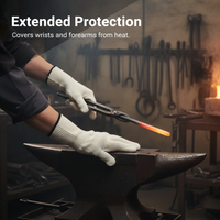 Aramid Heat Resistant Gloves for Industrial Welding, Firefighting, and Steelmaking - Thickened, Extended, Cut-Resistant