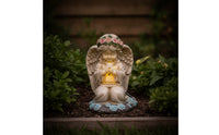 Praying Angel Statue with Solar Lights Lighted Solar Angel Statue Kneeling Ornament Stone-Like for Lawn, Patio, Flower Bed