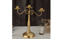 3-Candle Candelabra Gold-Tone Three-Arm Candelabra Candlestick Holder with Three Cups Tabletop Taper Candle Holder Vintage-Style