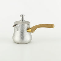 Hammered Coffee Pot with Wooden Handle Rust-Resistant Milk Warmer with Spout Easy to Clean Coffee Milk Warmer Stovetop Compatible for Home Baristas, Kitchen
