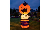 Inflatable Pumpkin Ghost Outdoor Inflatable Ghost with Pumpkin Light Lighted Illuminated for Yard, Lawn, Porch