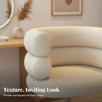 Comfortable Upholstery Luxuriously Soft Swivel Armchair Soft Comfort Adjustable Teddy Textile Seat with Backrest Sturdy Base Makeup Chair Ergonomic Design for Women, Girls, Students, Bedroom, Dressing Room, Walk-in Closet