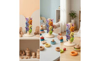Wooden Stacking Rings Early Learning Stacking Rings Counting Disc Stacker Fine Motor Wooden Sorting Counting Toy Educational