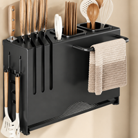 Kitchen Storage Rack, Magnetic Type, Kitchen Tool Storage, Slide-Type, Seasoning Rack, Black