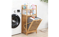 Space Saving Freestanding Laundry Shelf with Basket Removable Liner Household Storage for Bathroom