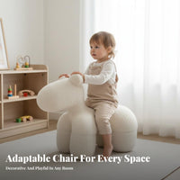 equineShaped Armchair creature Shape Upholstered perusing Chair Cartoon design Living Room Seating for Children, Students, Playroom, Bedroom, Small areas