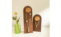 Raised Peg Wooden Necklace Display Stand Metal Feet Walnut Necklace Display Stand Tabletop
