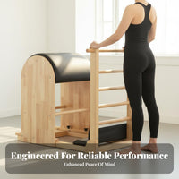5 Pieces Full-Body Workout Pilates 5 Piece Equipment Set Adjustable Resistance Wooden Pilates Reformer Set Multi-Functional Reformer Frame Structure Frame Structure Combo Solid Wood Construction for Fitness Professionals, Adults, Home Gym Users