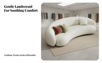 Curved Boucle Sofa Soft Teddy Material Home Furnishing Minimalist and Design Upholstered Couch for Home Dwellers, Partners, Living Room, Boutique