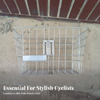 Rust-Resistant Electric Bike Basket Easy Installation Rectangular Wire Bike Basket Heavy Duty for Grocery Runs