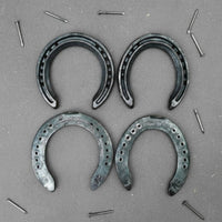 4 Pieces Steel Horseshoe Includes Nails Steel Horseshoe Nail Long-Lasting