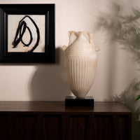 Vase with Black Base Embossed Urn Tall for Entryway