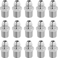 15 Pieces   37 Degree Flared Straight Fitting Stainless Steel Male Thread Adapter Leak Resistant Straight Union Connector