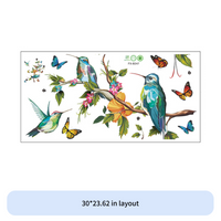 Hummingbirds Wall Decal Colorful Design Home Decoration Removable Vivid Print for Toddlers, Parents, Playroom, Entryway