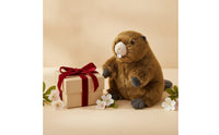 Sitting Groundhog Stuffed Animal Huggable Toy Adorable for Bedside Decor