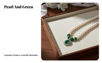 Pearl and Green Stone Necklace Mother's Day Gift Gemstone Pearl Necklace