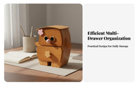 Wooden Mini Drawer Cabinet Space-Saving Cartoon Character Storage Box Desktop Drawer Organizer Great Gift Suggestion