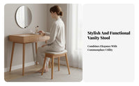 Stylish Design Padded Makeup Stool Sturdy Bean-Shaped Padded Stool Anti-Slip Feet Vanity Seat Compact Size for Adults, Homeowners, Interior Decorators, Bedroom, Dressing Room, Dorm, Entryway